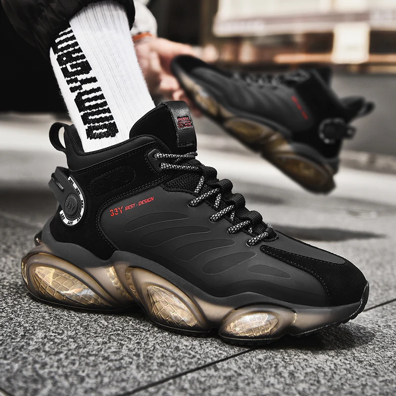 

New Men Sneakers 2021 High Quality Lace Up Men Mesh High Top Shoes Fashion Sports No-slip Men Running Shoes Tenis Masculino