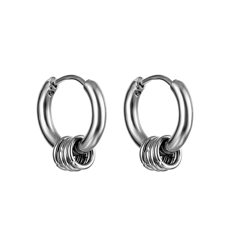 

Silver Color Tassels Circle Earrings Korean Fashion Charming Minimalism Hoop Earring For Women Men Vintage Piercing Ear Jewelry