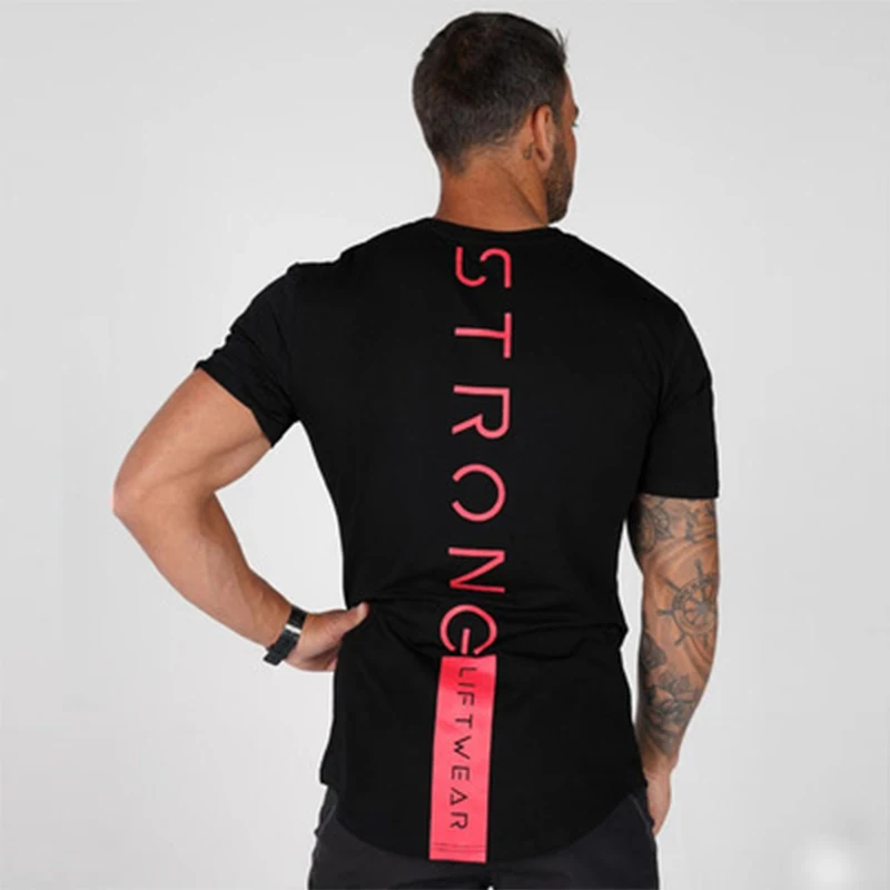 

2021 European And American Summer New Short-Sleeved T-Shirt Men's Gym Exercise Running Sports Round Neck Short T-Sleeve