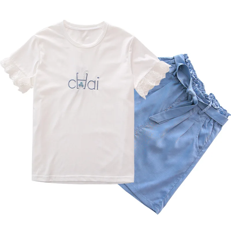 

Clothes for Girls 12 13 14 Years Summer Tracksuit for Children White T Shirt Shorts 2 Pcs Girl Sets Casual Letter Teens Clothing