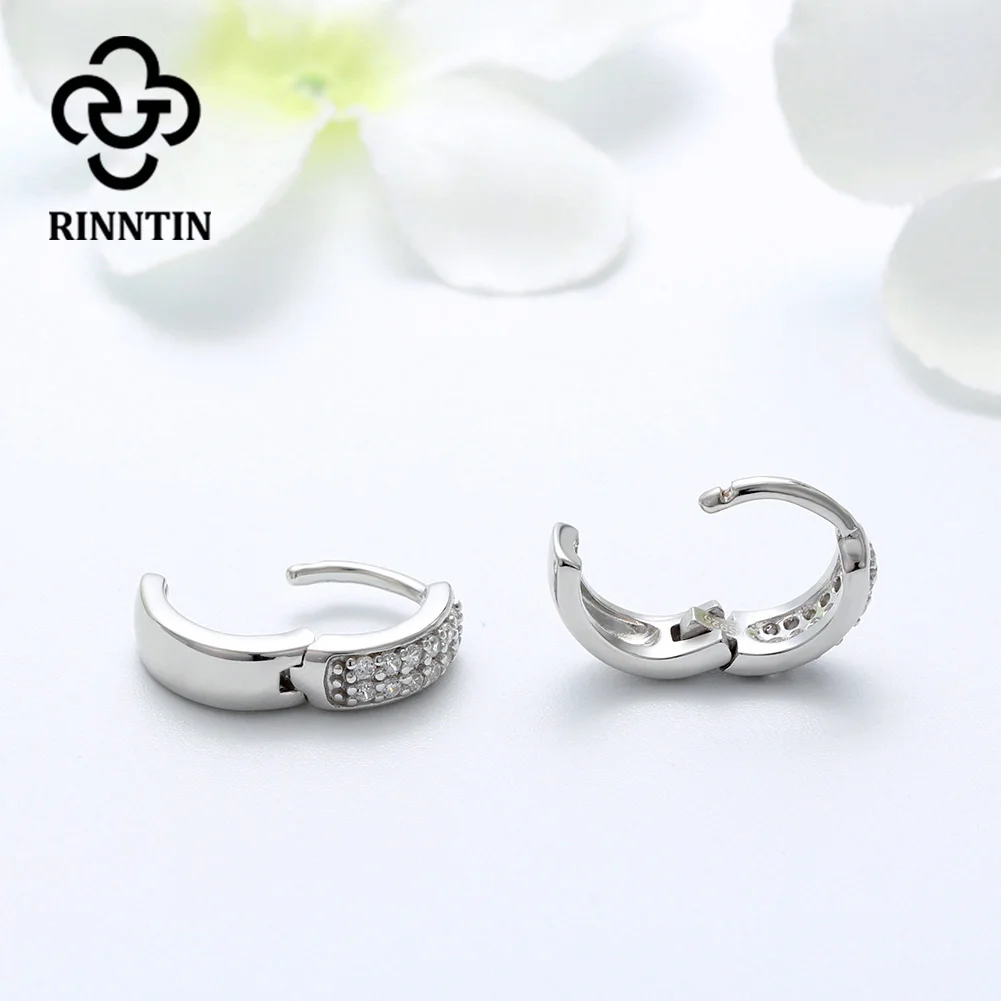 Женские серьги-кольца из серебра 925 пробы с фианитом | Украшения и аксессуары