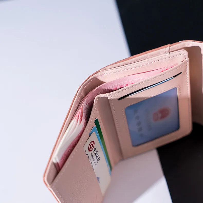 

New wallet fashion ladies multifunctional rhombic 3 fold short simple student wallet holding wallet card holder Christmas gift