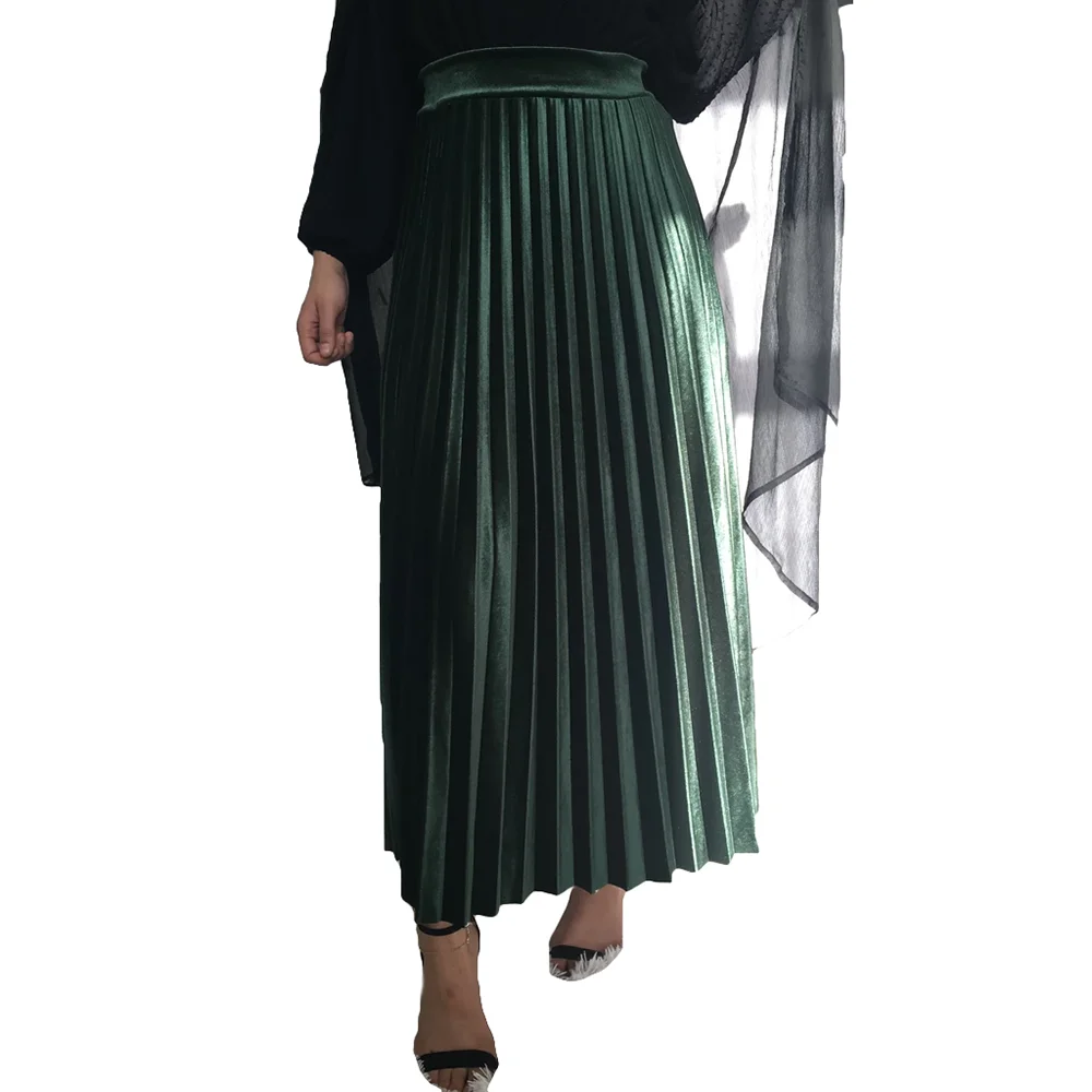 Юбка женская бархатная Плиссированная длинная облегающая Макси-юбка с