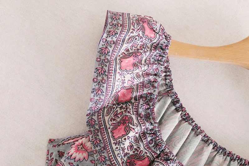 Everkaki Boho печати с открытыми плечами женское Макси платье с кисточками регулируемый пояс оборки цыганские летние платья женские осень