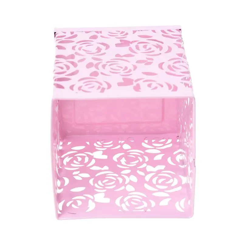 

Hollow Rose Flower Metal Pen Holder Organizer Office Desk Container Case