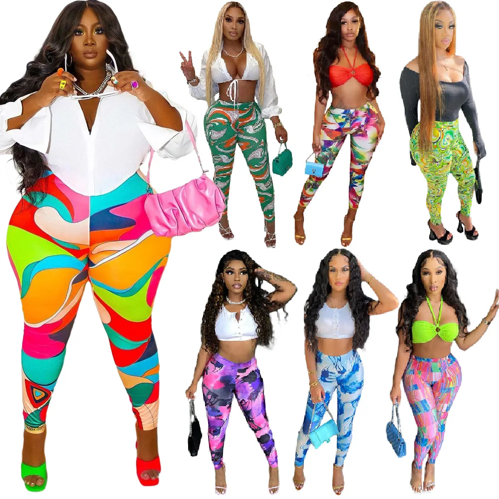 

Womens Stretch Leggings Gym Sports Trousers High Waist Yoga Pants Stretch Slim Hip Yoga Pants Casual Multicolor Jogging Pants