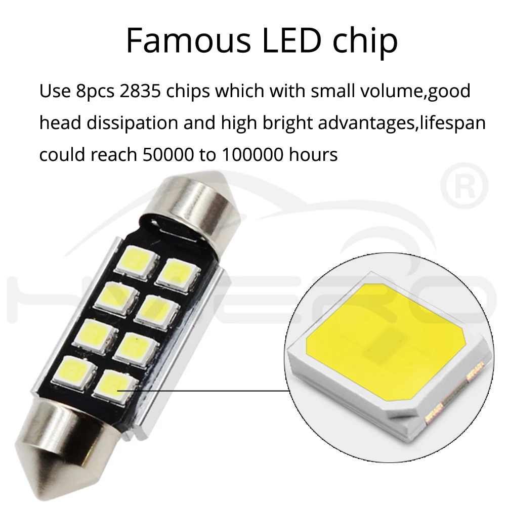 1 шт. 2835 8SMD Купол гирлянда Canbus Led 36 мм 39 42 белый авто светодиодные лампы для чтения