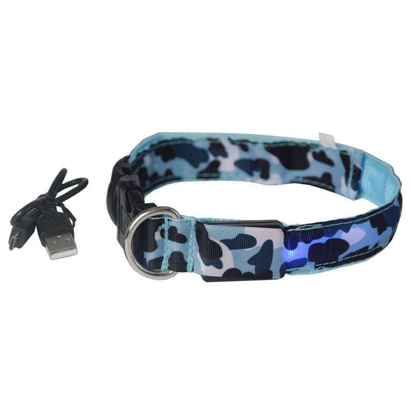 

Nylon LED Pet Dog Collar Night Safety Flashing Glow In The Dark Dog Leash Dogs Luminous Fluorescent Collars rechargeable