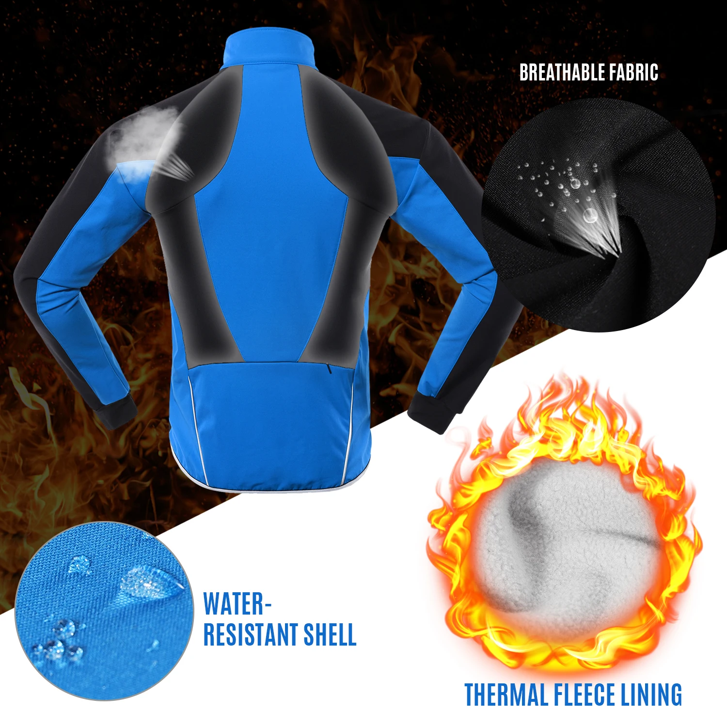 ARSUXEO Men Cycling Jacket Waterproof Windproof Thermal Fleece Bike Jersey MTB Bicycle Riding Running Autumn Winter Coat | Спорт и