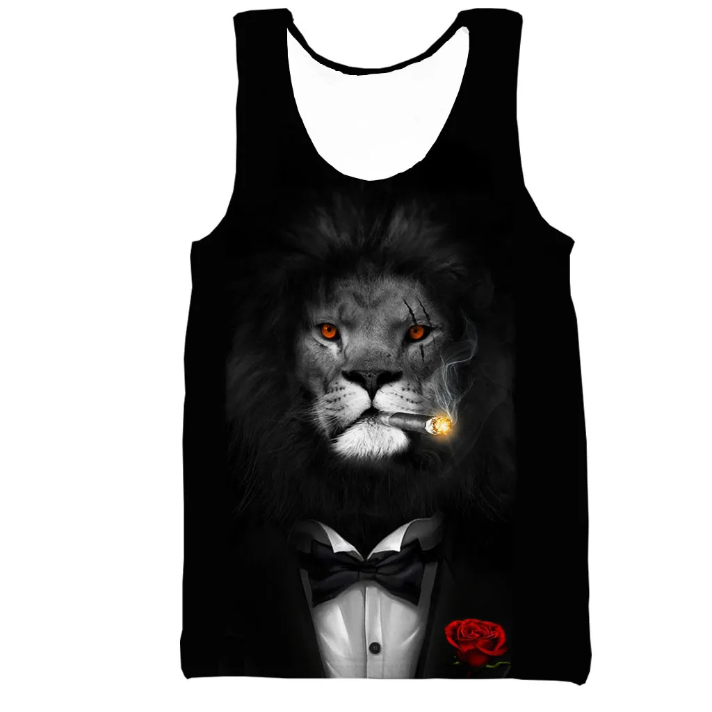 Жилет мужской/женский с 3D-принтом льва и кошки модная повседневная Уличная