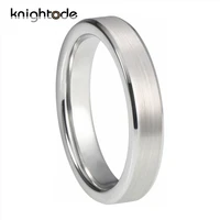4mm silvery tungsten carbide wedding rings for women anniversary jewelry pinky ring beveled edges brushed surface comfort fit