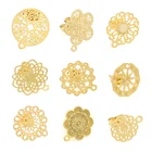 Серьги-гвоздики в богемном стиле сделай сам, открытые ювелирные изделия из нержавеющей стали с цветочным узором в ретро-стиле, комплектующие для базовых украшений