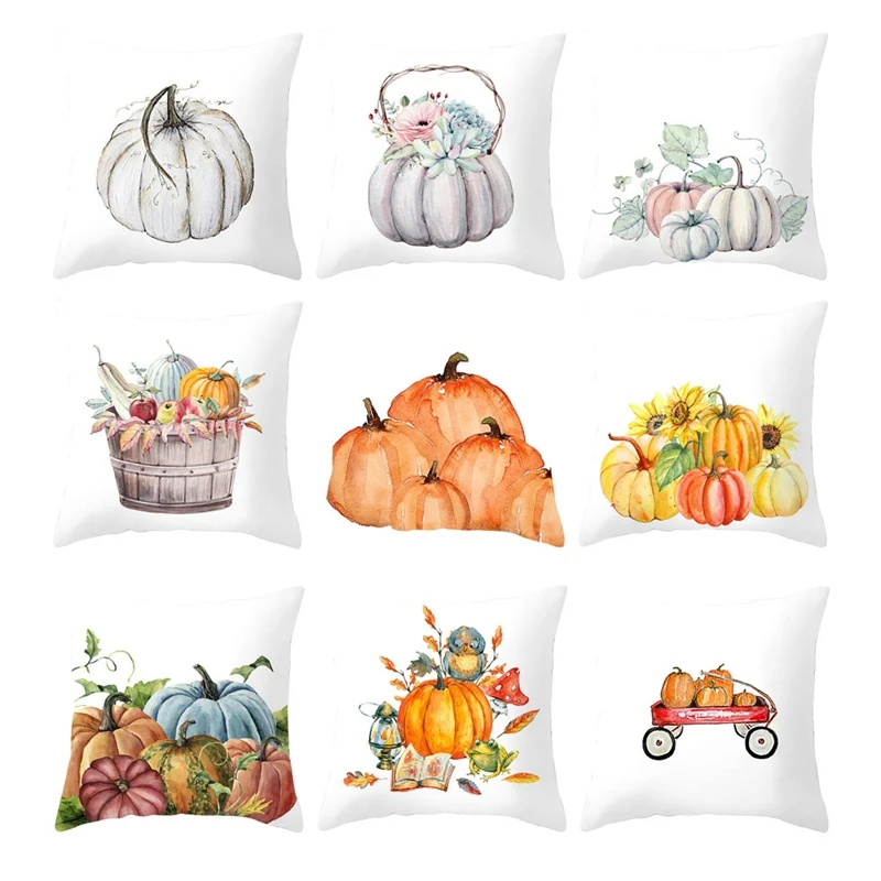 

Cartoon Colorful Pumpkin Throw Pillow Case Cushion Cover Thanksgiving Day Pumpkin Decorative Pillowcases Cushion Case 45x45cm
