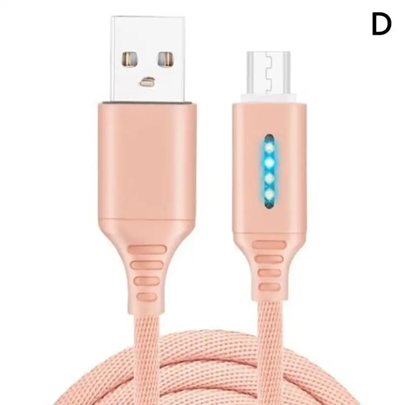 Pink for Android 1 м автоматический отрезающий светодиодный usb type-C кабель для зарядного устройства для мобильного телефона Android, кабель для быстрой зарядки, шнур для передачи данных для сотового телефона huawei - Цвет: Pink for Android