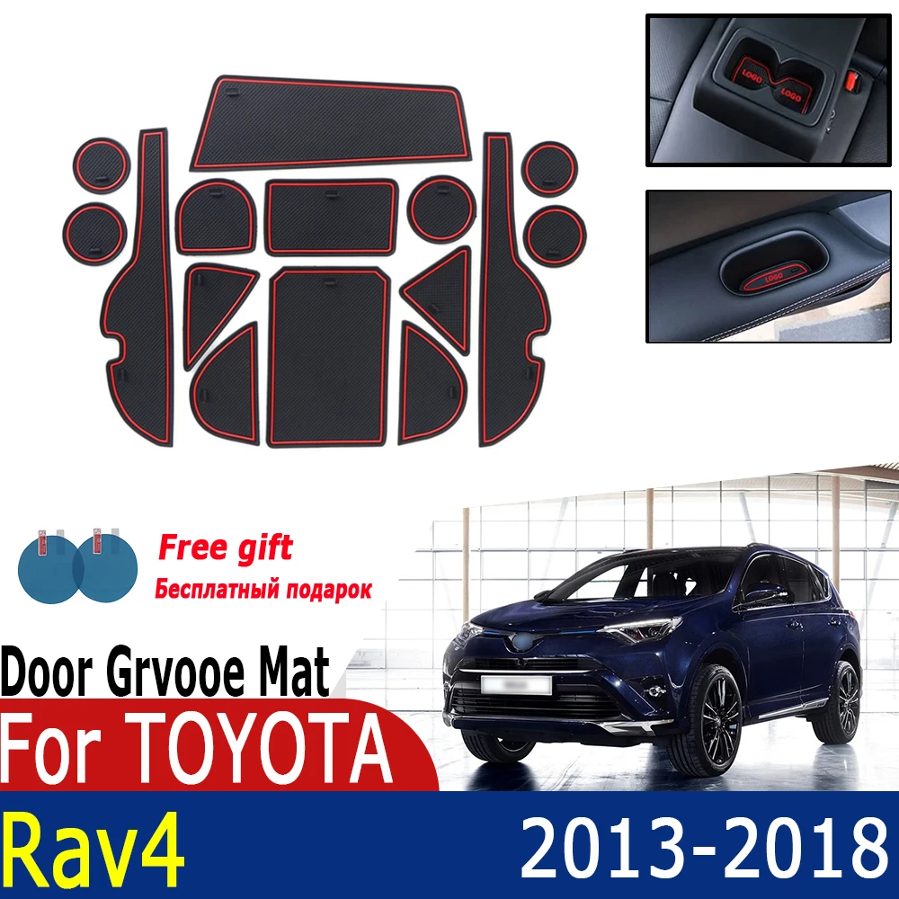 

15pcs Anti-Slip Gate Slot Rubber Car Door Grvooe Mat For Toyota RAV4 2018-2013 Coaster Accessories For RAV 4 2017 2016 2015 2014