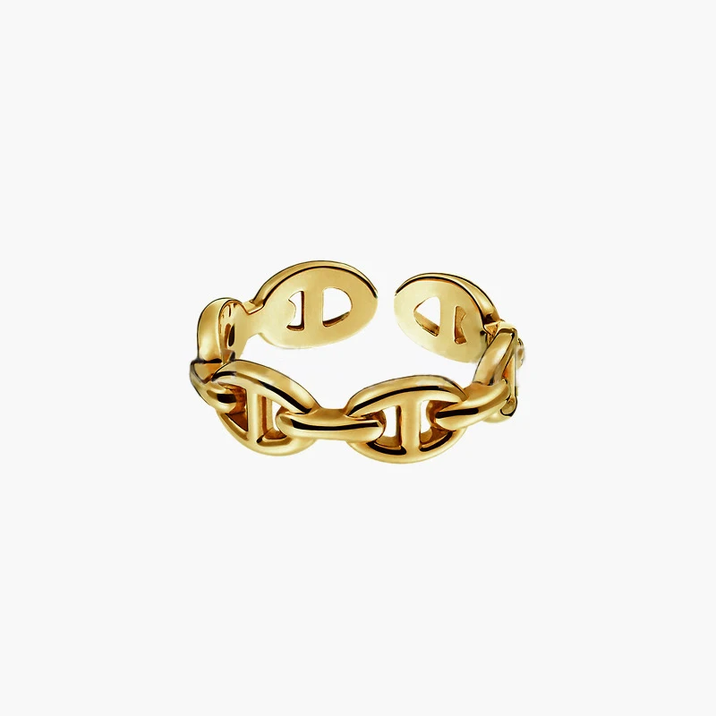 C Narrow GLOD HUANZHI New Trend Curve Hollow Line Three Rows Wide Face Pig Nose Modeling Adjustable Rings For Men Women Party Jewelry - Цвет основного камня: C Narrow GLOD