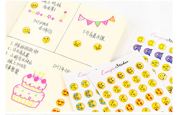 12 листов/партия креативная мини наклейка со смайликом этикетка kawaii наклейки для скрапбукинга для детей в дневнике DIY блокнот школьные принадлежности
