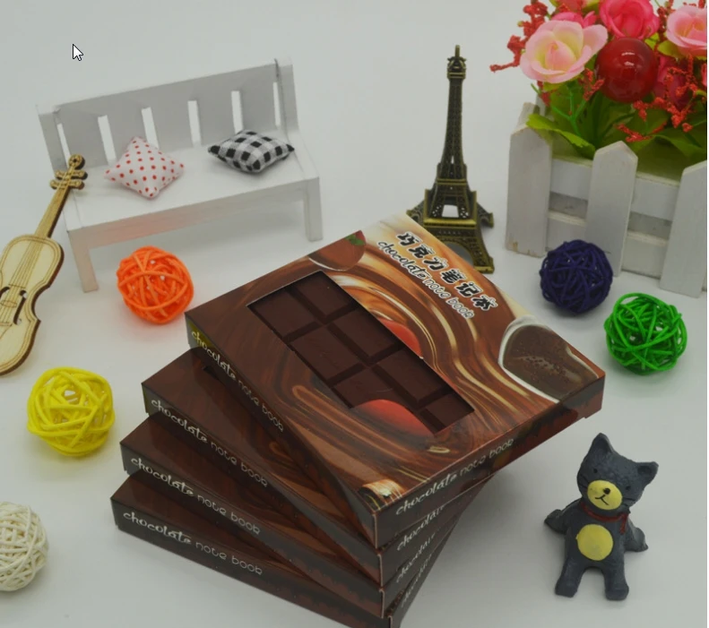 

Funny Chocolate PVC Notebook Cartoon Chocolate Book 80 Pages Cute Memo Notes Real Chocolate Smell Students Notepad