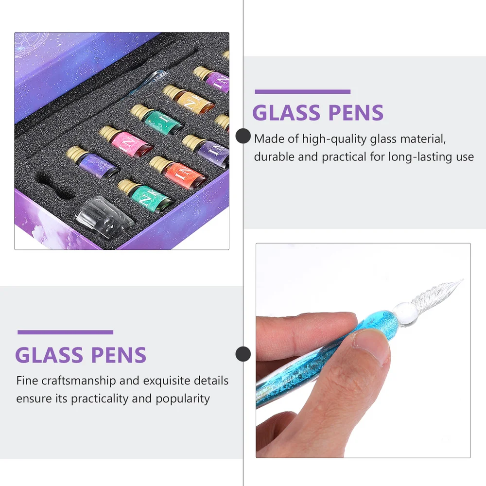 

1 Set Exquisite Glass Dipping Pens Writing Signature Pens Ink Drawing Pens