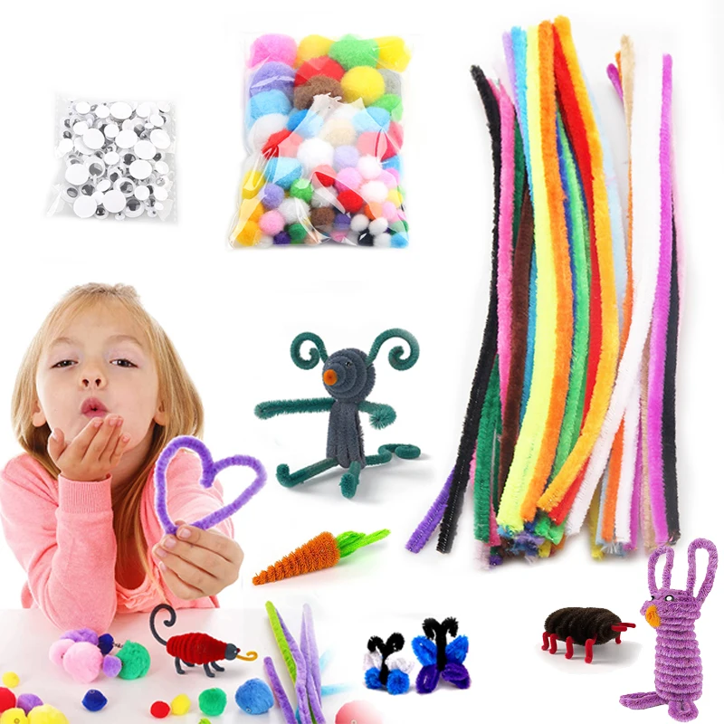 

DIY Wiggly Googly Eyes, плюшевая палочка, помпоны, наборы для рукоделия, радужные цвета, Shilly-Stick, трубка для очистки, ручная работа, детские игрушки, подарки