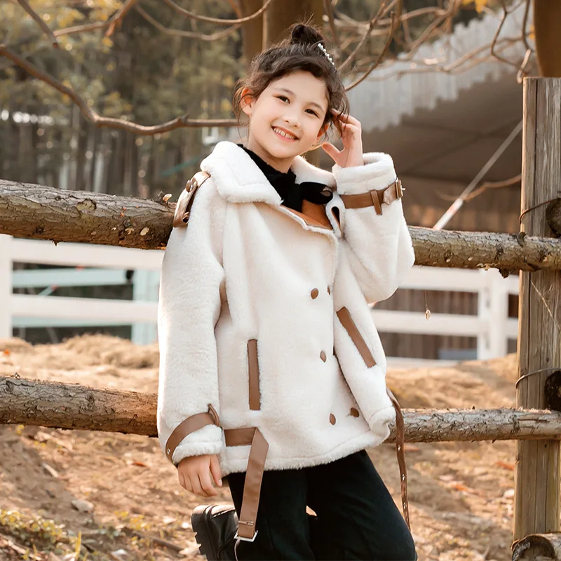 

Girls Baby's Kids Coat Jacket Outwear 2021 Grain Fleece Thicken Velvet Winter Autumn Top Cotton Cardigan Children's Clothing