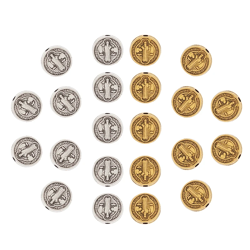 60 x Tibetischen Silber/Gold Farbe Saint Benedict Medaille Kruzifix Kreuz Spacer Perlen für DIY Armband Schmuck Machen Zubehör