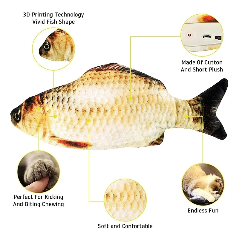 Зарядка через USB Вибрационный рыба кошка игрушка 30 см Моделирование электронный