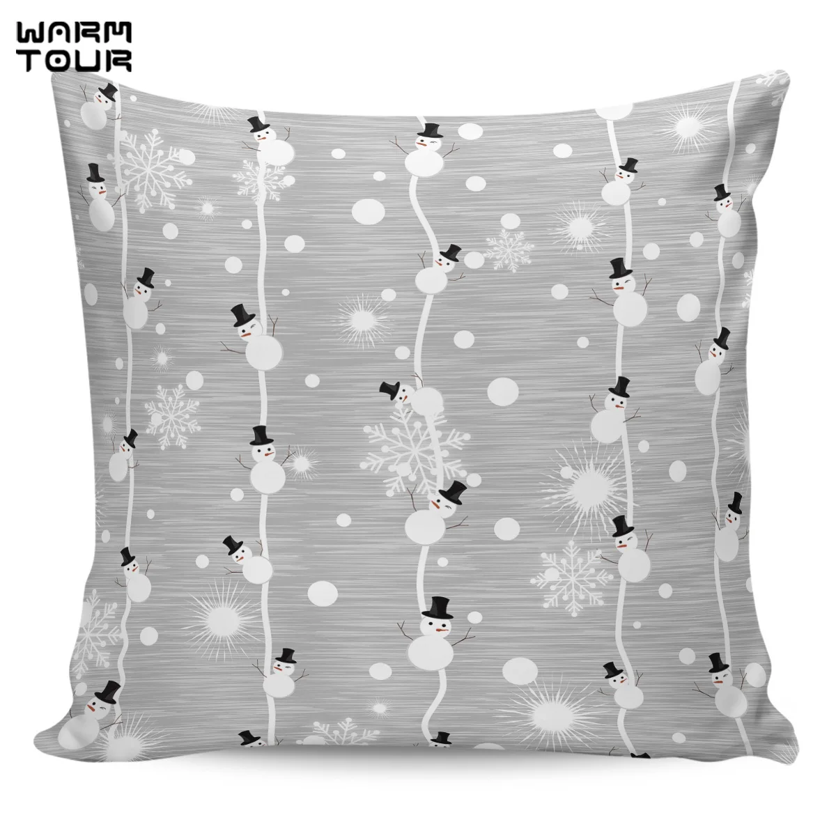 Серый Рождественский Снеговик в горошек наволочки Чехлы с рисунком квадратным