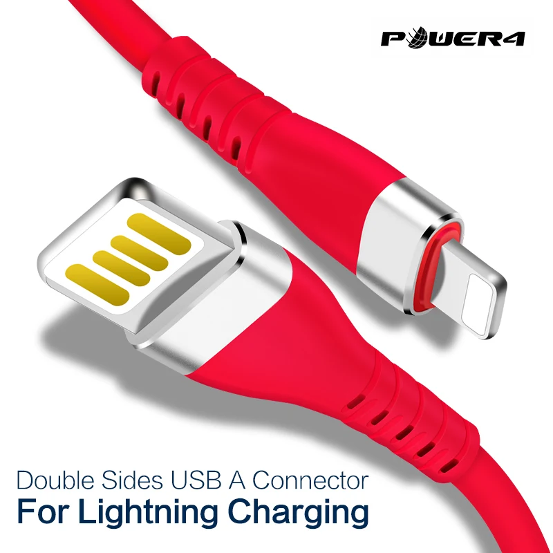 Power4 двухсторонний USB кабель для телефона Lightning/iPhone зарядки в пищевом силиконе Apple