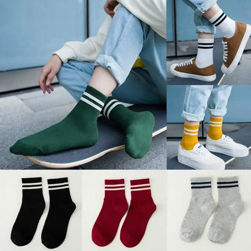 Удобные носки унисекс полосатые Дышащие для скейтборда школьников женщин