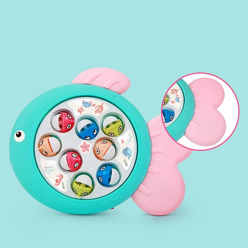 Голубая электрическая игрушка удочка вращающийся магнитный диск музыка Детский