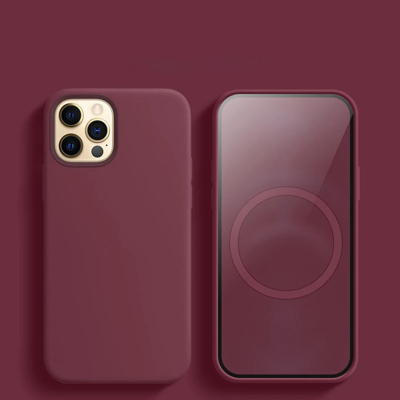 

Official Liquid Silicone Case for iPhone 12 Pro Max Case Magnetic Luxury 1:1 Animation Wireless Charge Cover for iPhone 12 Pro