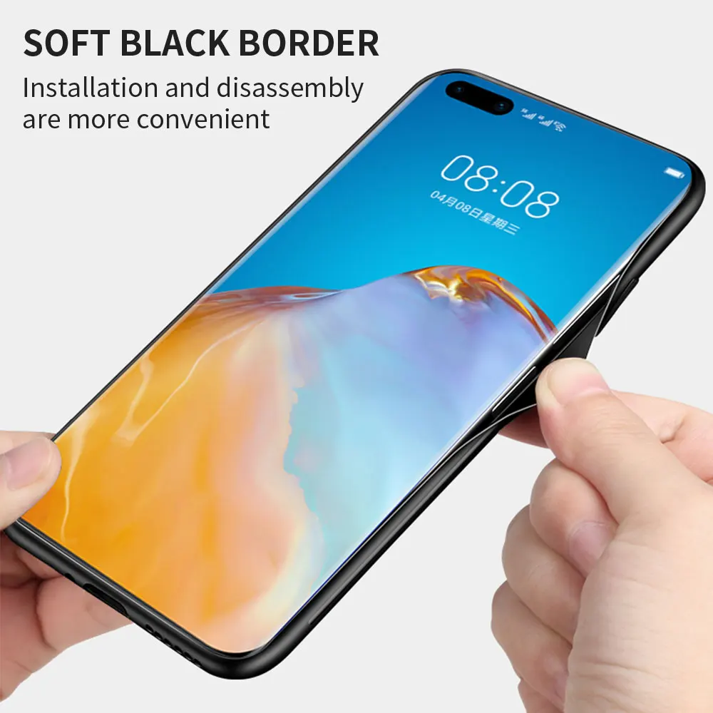 

Tempered Glass Phone Case for Huawei P10 P20 Lite P30 Lite P40 Pro Plus P Smatr Z S 2020 Coque Shell Sparkle Glitter