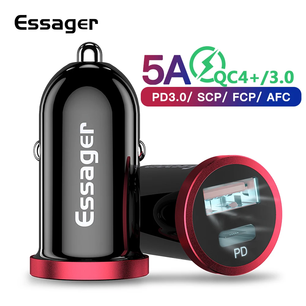 Essager 30 Вт Быстрая зарядка 4,0 3,0 USB Автомобильное зарядное устройство для samsung S10 huawei P30 SCP QC4.0 QC3.0 type C быстрая PD автомобильное зарядное устройство