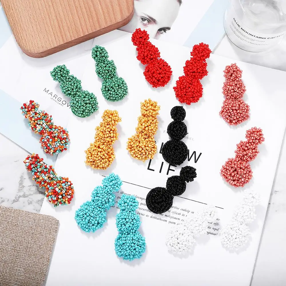 Богемные Красочные Висячие серьги Dvacaman из бисера плетеные вручную дизайнерские