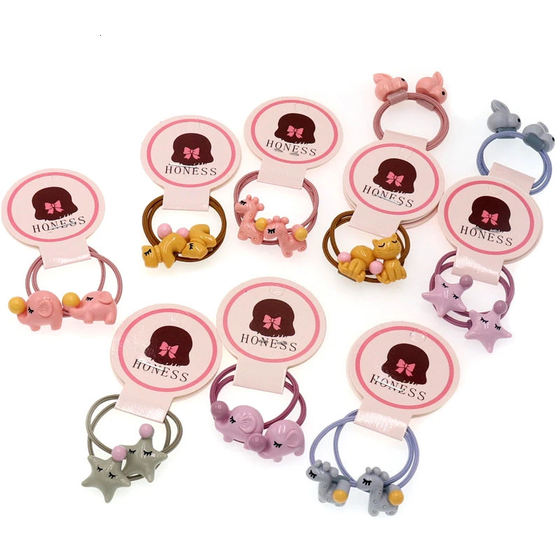 2 шт. милые корейские эластичные резинки для волос с изображением животных