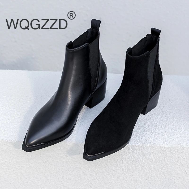 Женские ботинки челси женская зимняя обувь из коровьей кожи в британском стиле