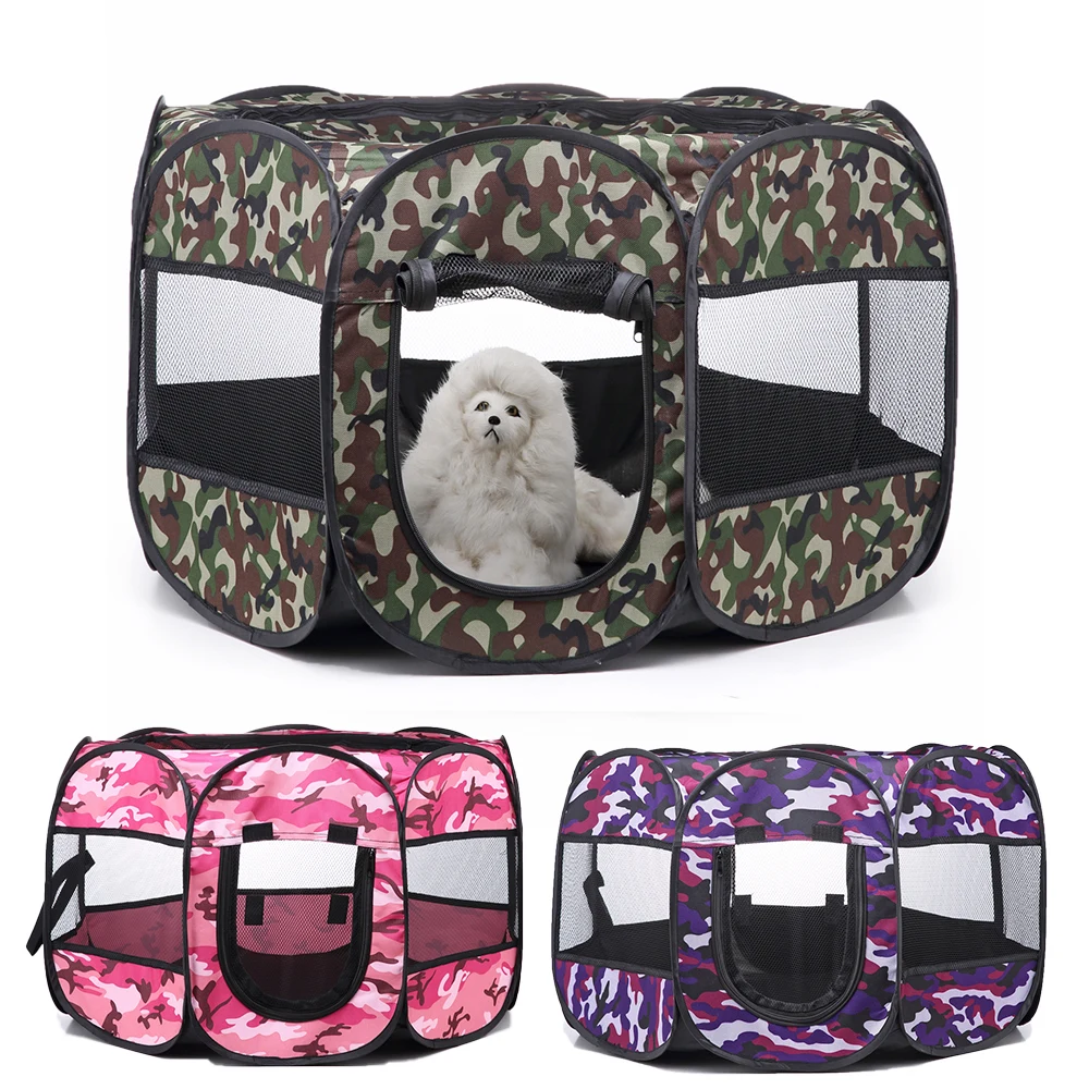 Camouflage Portable Foldable Pet Tent Playpen Cat Dogs Breathable Crate House Puppy Cage Fence Dog | Дом и сад