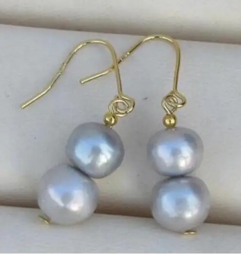 Украшение жемчужные серьги обруч + серая жемчужина Южных морей висячие 14 к/20 Крюк