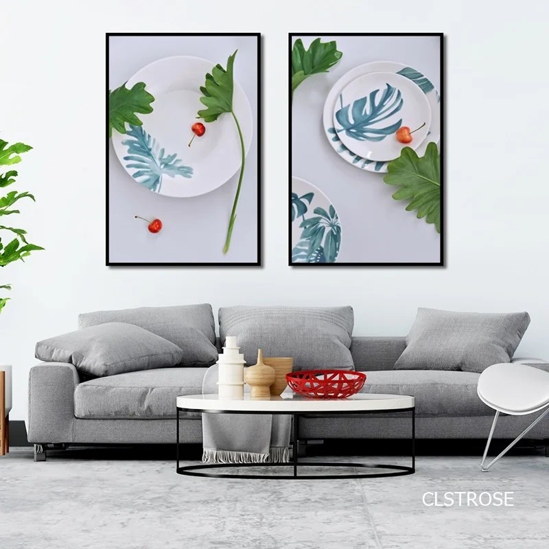 

Nordic Contracted Pure And Fresh Printing Leaves Posters Art Canvas Pictures For Living Room Bedroom Decor Painting Unframed