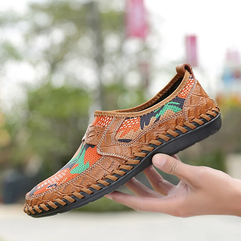 

Men's Mesh Loafers Fashion Mesh Stitching Fabric Slip-On Shoes Outdoor Breathable Lazy Shoes British Retro Men Flat Shoes