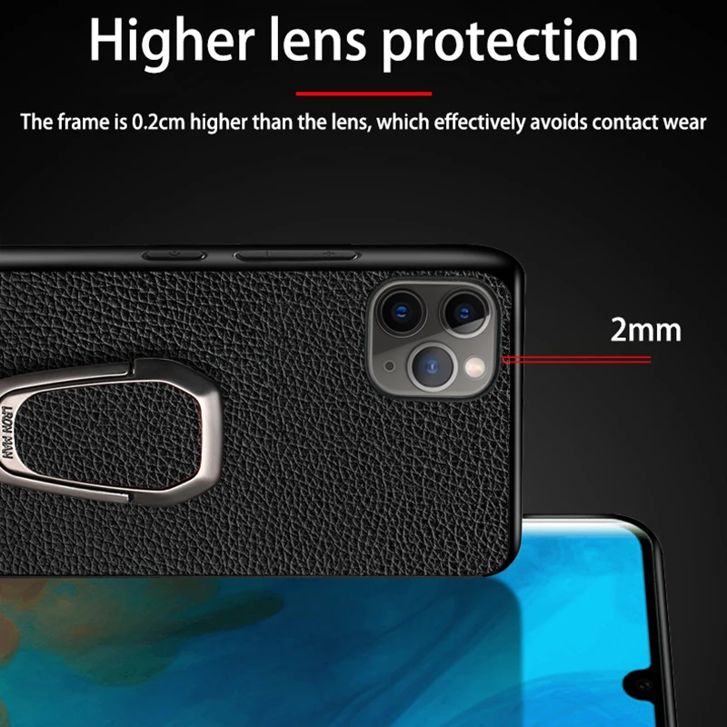 Чехол для телефона iPhone 11 Pro Max текстура из воловьей кожи с кронштейном натуральной