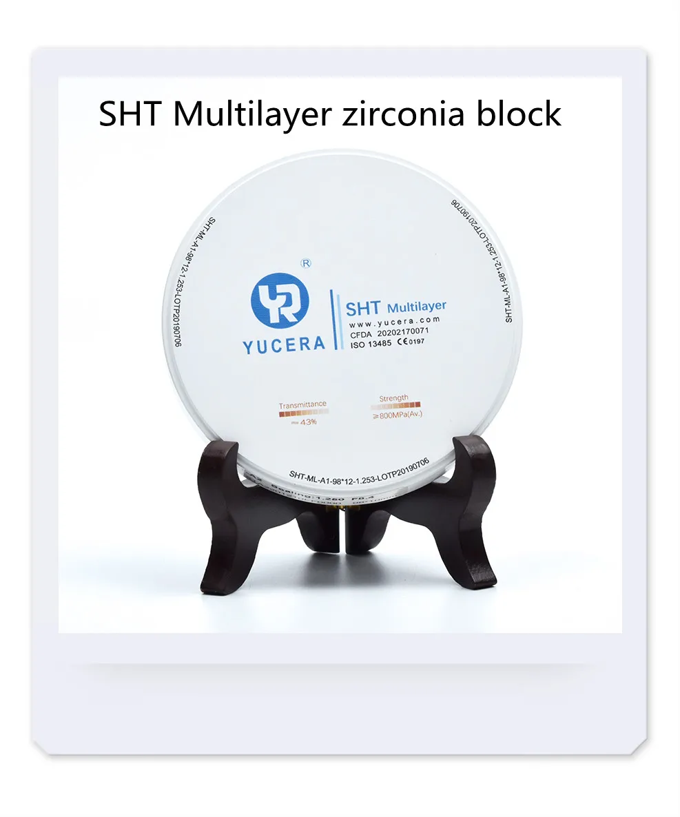 46% Multi Layer Zirconia Block Dental Material Zirconium Multilayer Preshaded Zirkonzahn Zirconia Blank for Dental Equipment