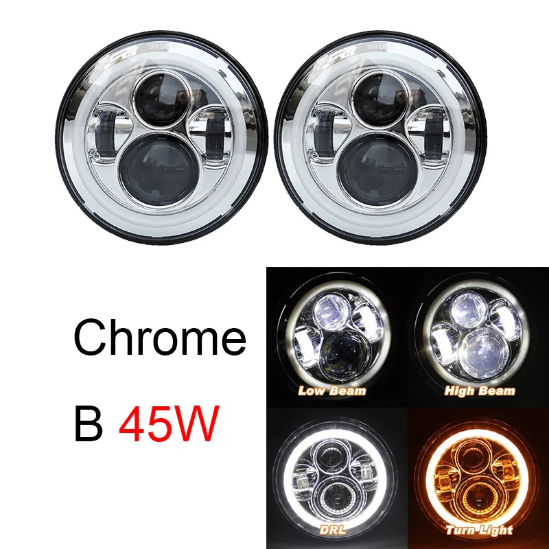 45w halo light silve 7 дюймовый светодиодный головной светильник 2xFor Lada Niva Hi/ближнего и дальнего света светильник Halo Угол Eyes DRL светодиодные фары для Jeep Wrangler для внедорожников 4х4 suzuki Самурай - Цвет: 45w halo light silve