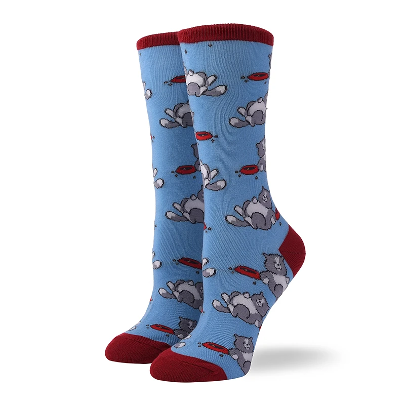 Высокие носки meia medias de mujer длинные calcetines divertido с животным принтом moda зима осень happy sheer Новинка Хлопок Женские - Цвет: 16