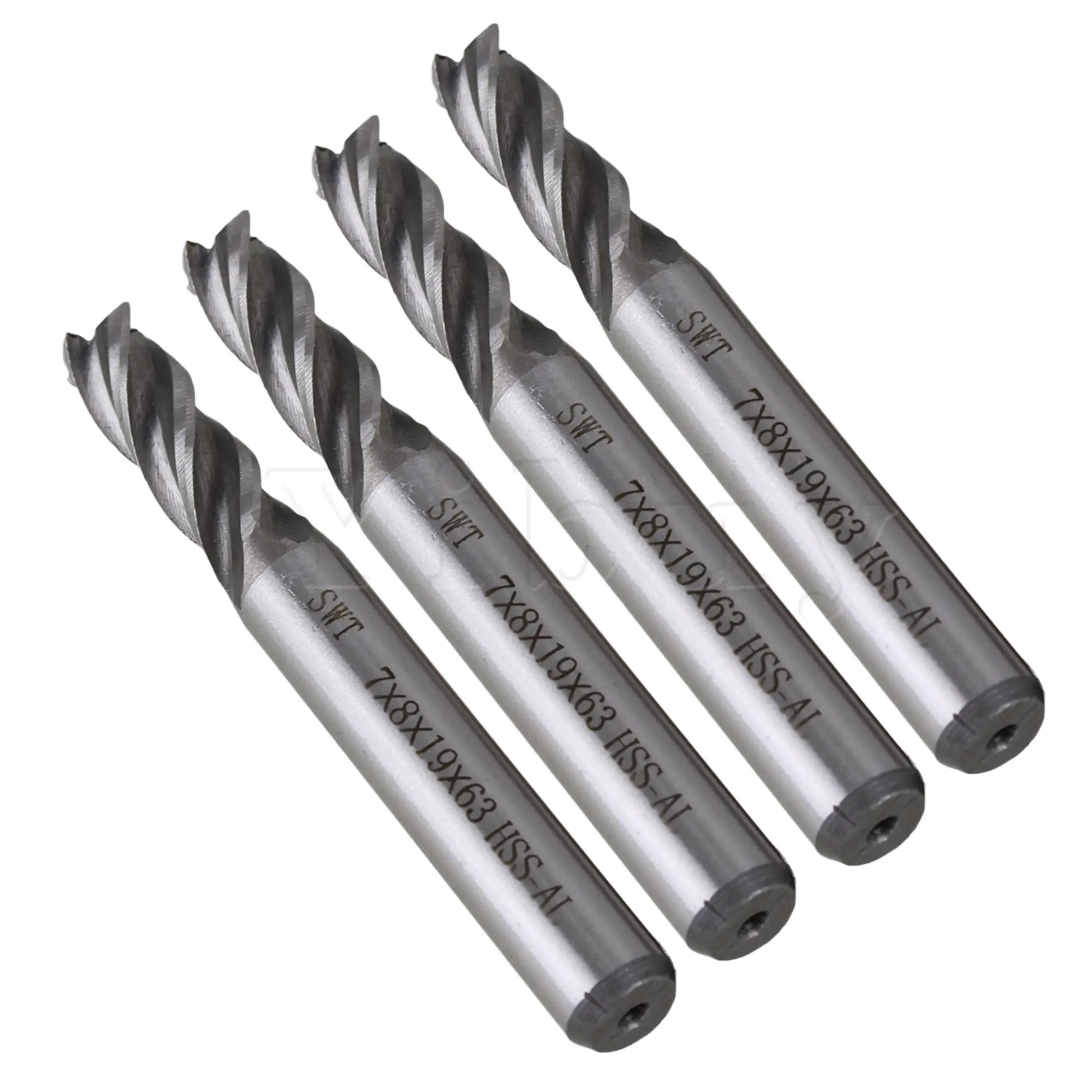 

4 x Milling Cutting Tool 4 Flute Square Nose End Mill Metalworking Tool