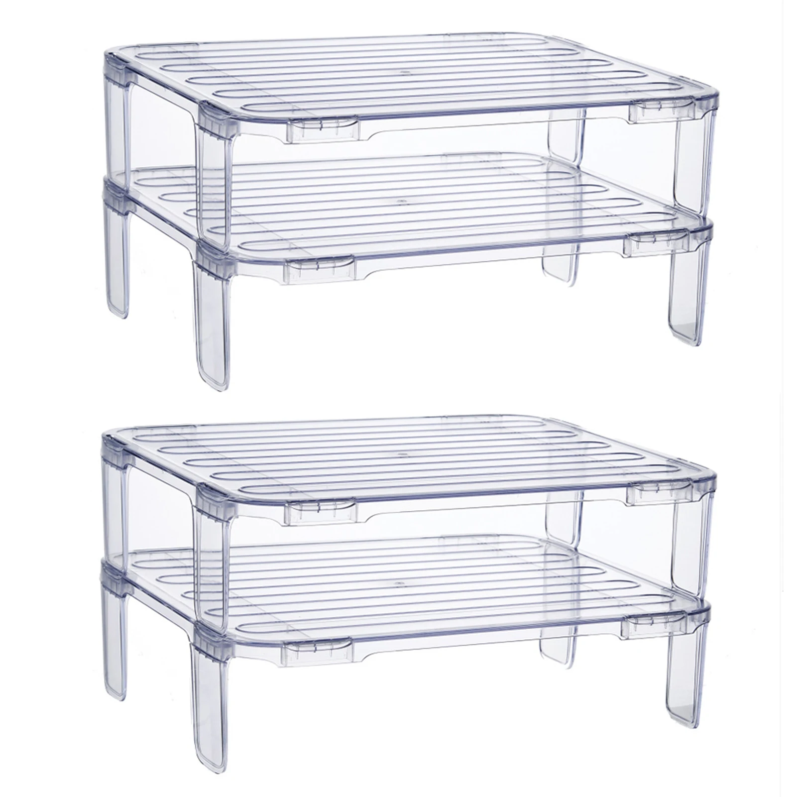 2pcs Pantry Shelves Cupboard Organiser Non-Slip Freestanding Space Saving Food For Kitchen Stackable Portable DIY Storage Holder | Дом и сад