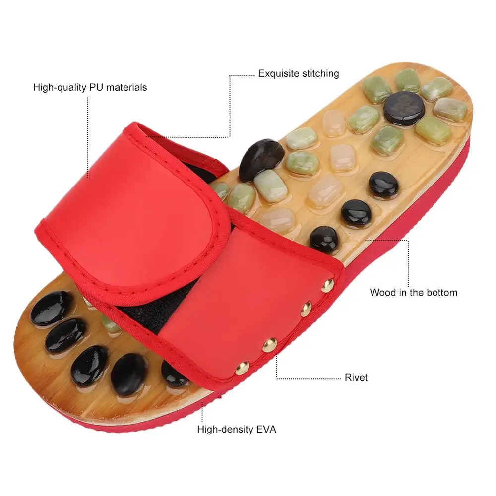 

1 Pair Foot Massage Shoes Natural Color Cobblestone Sole Acupuncture Points Accurate Massage Slippers Help Sleep Relieve Fatigue
