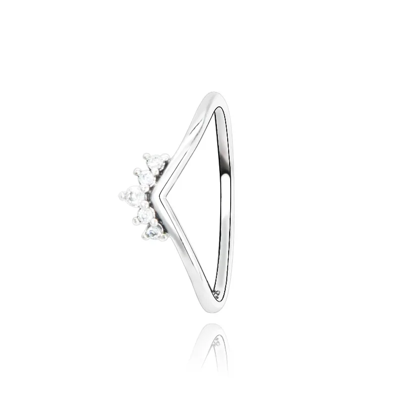 

2019 autumn New 925 Sterling Silver Ring Tiara Wishbone Ring Heart Engrave Rings for Women Engagement Jewelry Anniversary