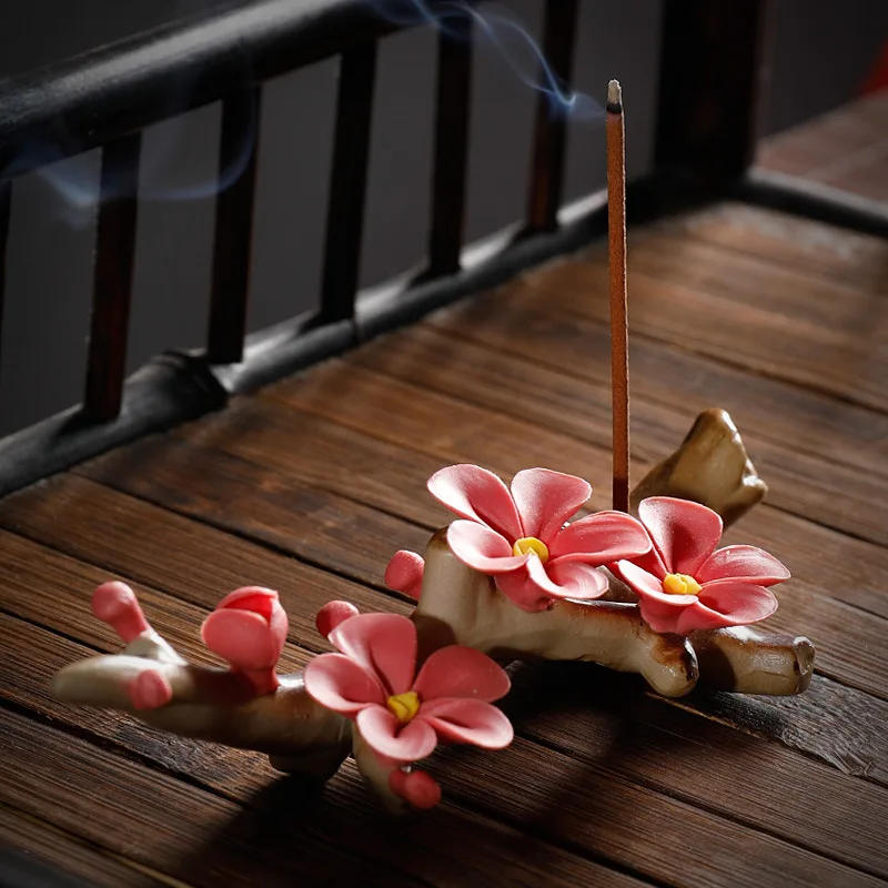 

Creative Incense Burner Plum Blossom Magnolia Aromatherapy Base Censer Handicraft Zen Incense Stick Retro Home Burner Holder